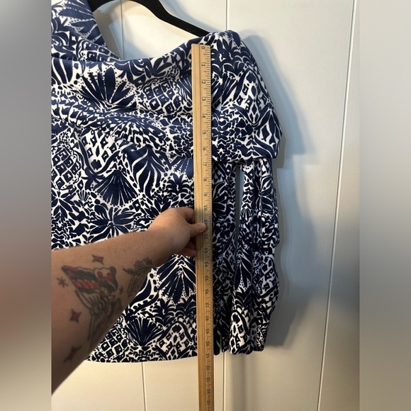 Lily Pulitzer Belinda Navy & White Velpur Women’s Off the Shoulder Blouse Size M - Picture 8 of 10